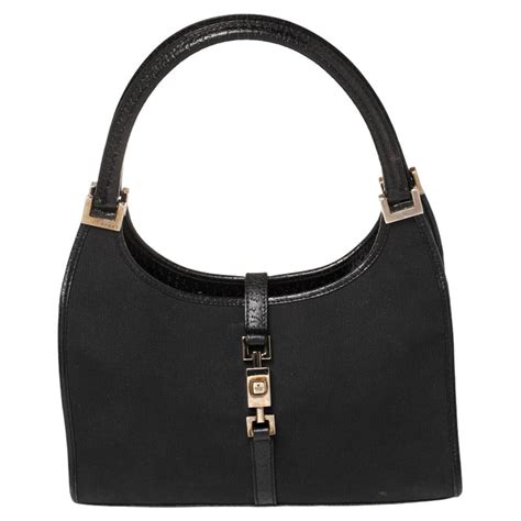 gucci black canvas & leather jackie o